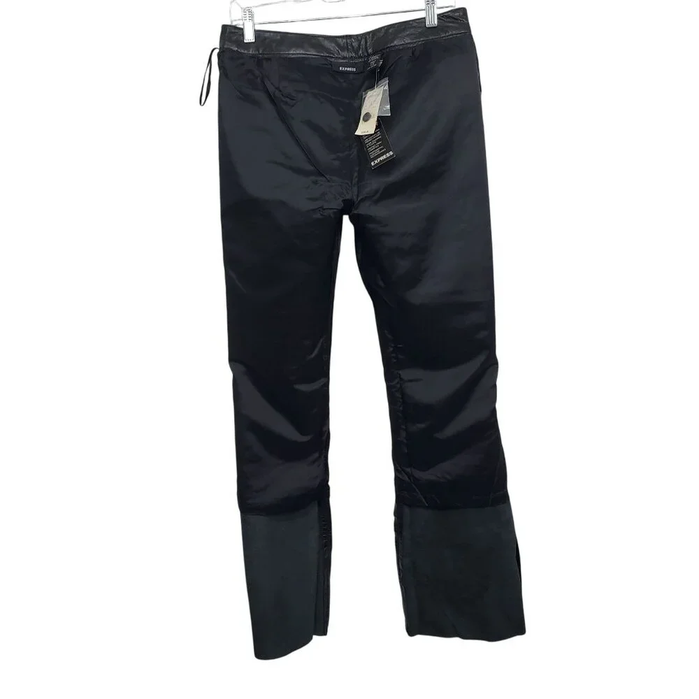 Express Juniors Size 7 8 Pants Leather Flared Vintage Retro Pockets Lined NWT - Picture 4 of 11
